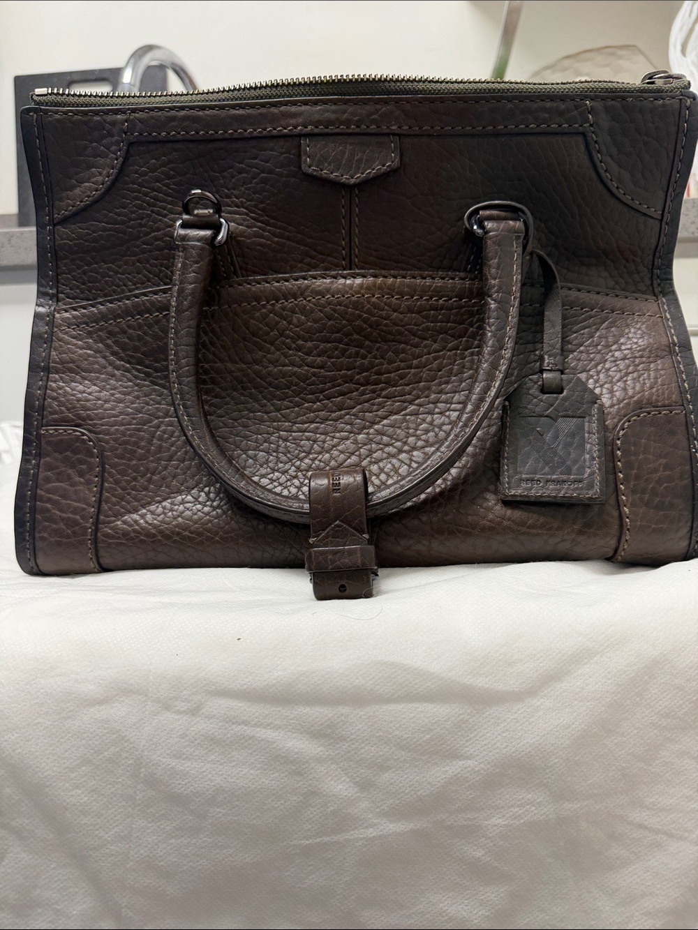 Reed Krakoff Dark Brown Textured Leather Satchel